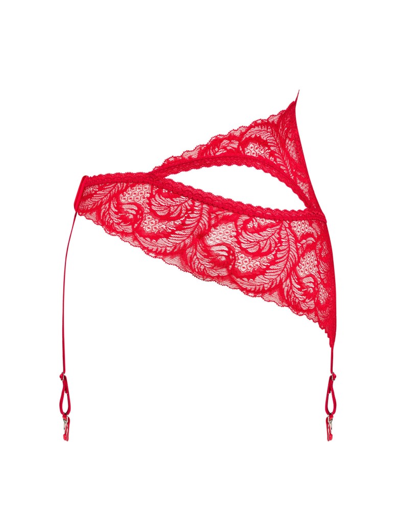 Obsessive reggicalze asimmetrico in pizzo rosso collezione Atenica