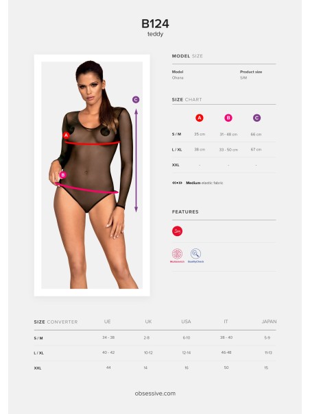 Obsessive Lingerie body in tulle a maniche lunghe B124 Obsessive Lingerie body in tulle a maniche lunghe B124