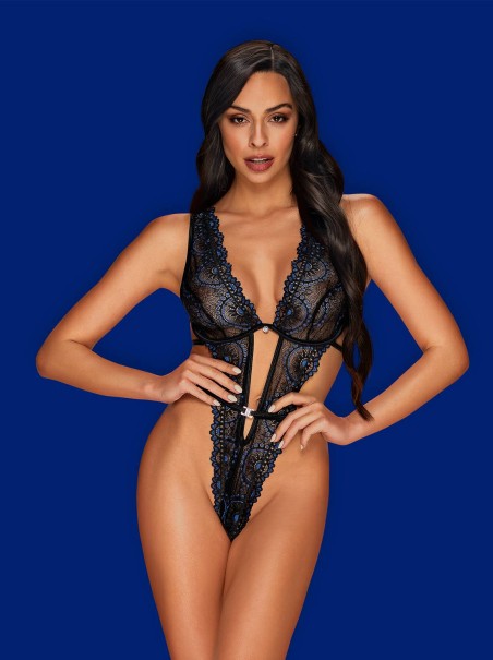 Obsessive Lingerie sexy body nero con pizzo blu Belisis Obsessive Lingerie sexy body nero con pizzo blu Belisis