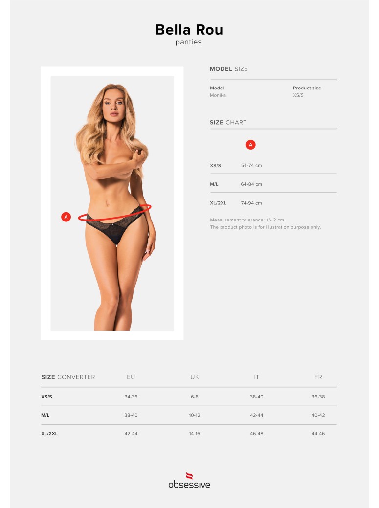 Obsessive brasiliana nera con ricamo floreale collezione Bella Rou