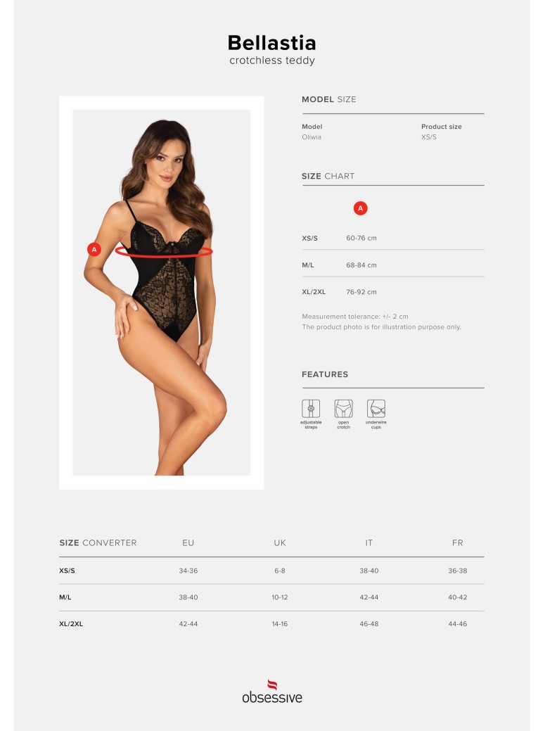 Obsessive Lingerie sexy body aperto collezione Bellastia