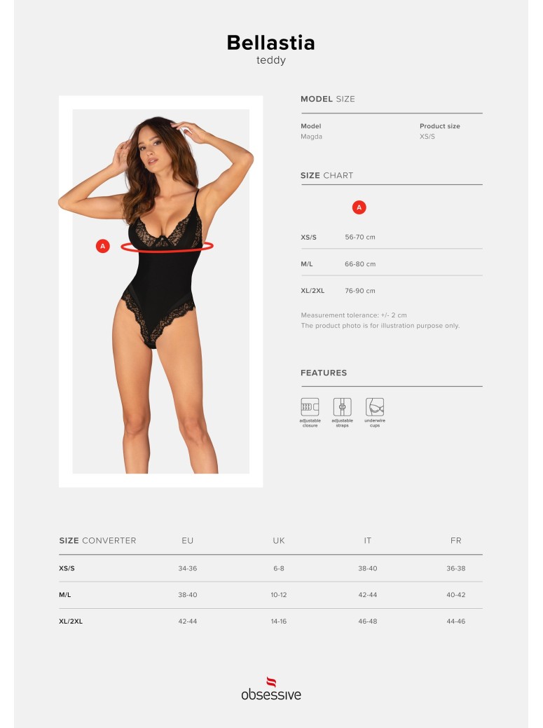 Obsessive Lingerie elegante body con ferretto collezione Bellastia