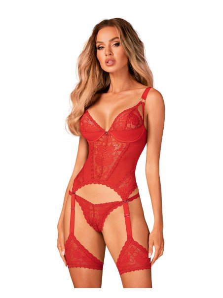 Obsessive Lingerie corsetto con giarrettiera e perizoma rosso Belovya Obsessive Lingerie corsetto con giarrettiera e perizoma rosso Belovya