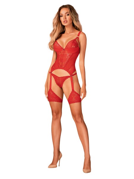 Obsessive Lingerie corsetto con giarrettiera e perizoma rosso Belovya Obsessive Lingerie corsetto con giarrettiera e perizoma rosso Belovya