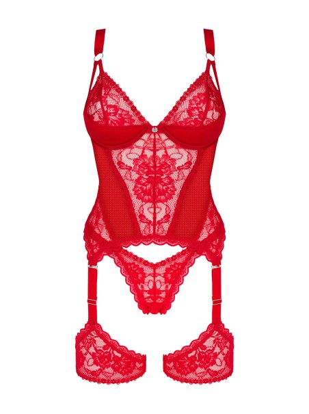 Obsessive Lingerie corsetto con giarrettiera e perizoma rosso Belovya Obsessive Lingerie corsetto con giarrettiera e perizoma rosso Belovya
