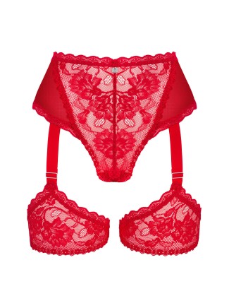 Obsessive Lingerie mutandine con giarrettiera in pizzo rosso Belovya 2