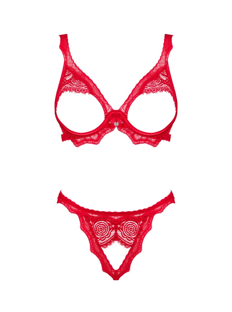 Obsessive Lingerie Bergamore sexy completino aperto in pizzo rosso