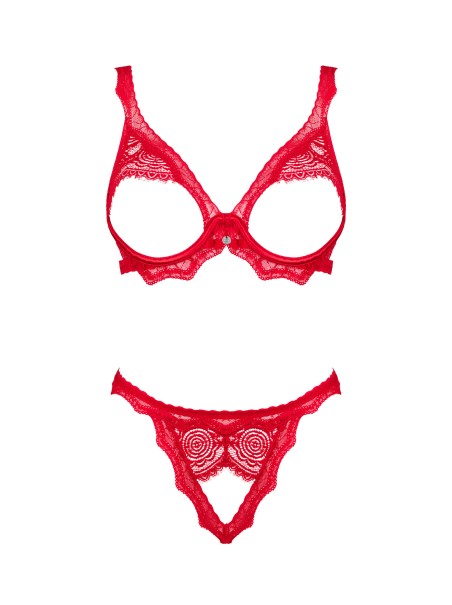 Obsessive Lingerie Bergamore sexy completino aperto in pizzo rosso
