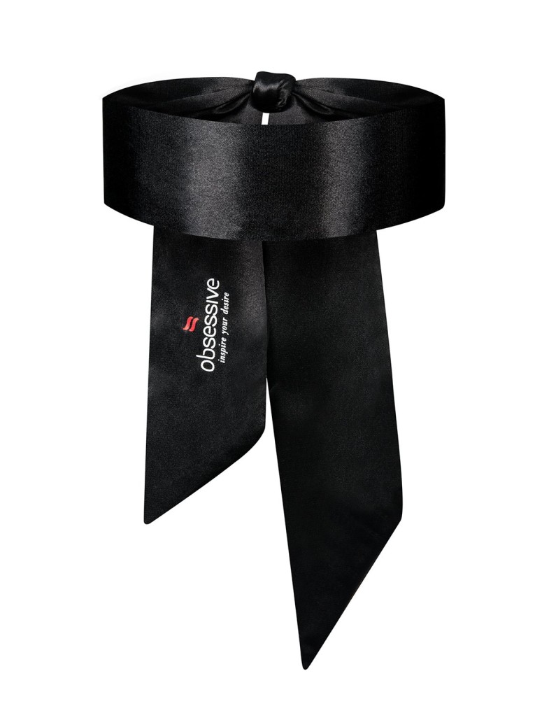 Obsessive benda nera per occhi tessuto liscio e lucente Blindfold