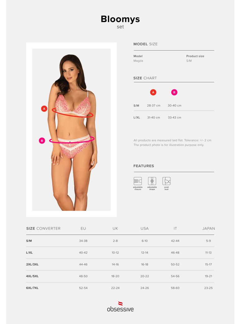 Obsessive Lingerie completino in pizzo floreale rosa Bloomys