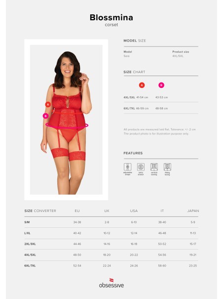 Obsessive Lingerie corsetto Curvy con perizoma fino a 7XL Blossmina Obsessive Lingerie corsetto Curvy con perizoma fino a 7XL Blossmina