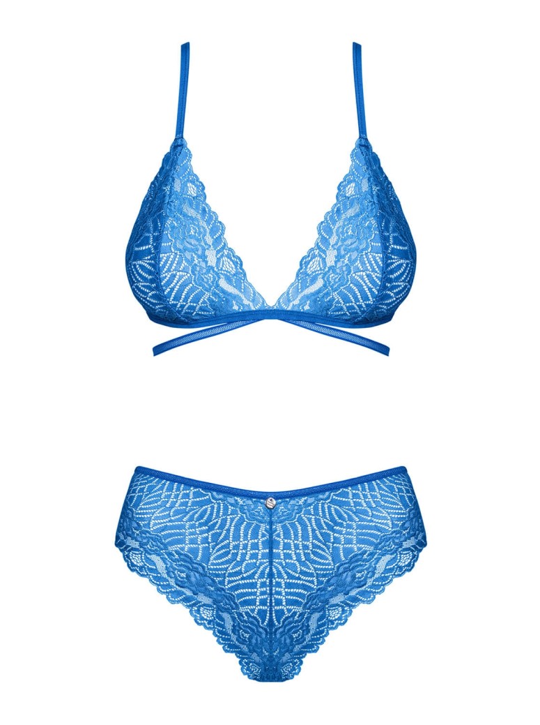 Obsessive Lingerie completino intimo in pizzo blu collezione Bluellia