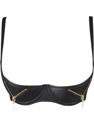 Axami Lingerie sexy reggiseno mezza coppa in ecopelle con cerniere 2