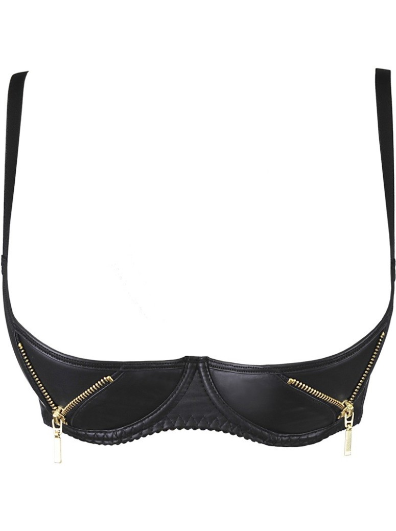 Axami Lingerie sexy reggiseno mezza coppa in ecopelle con cerniere