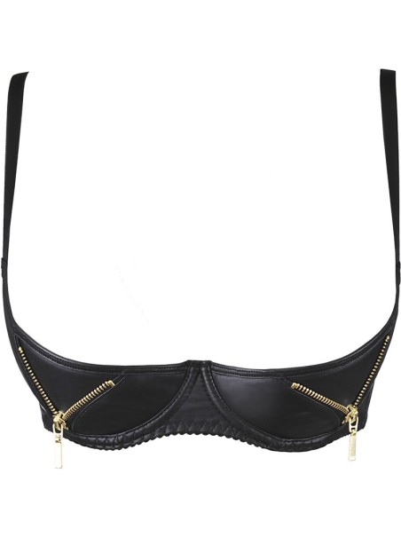 Axami Lingerie sexy reggiseno mezza coppa in ecopelle con cerniere