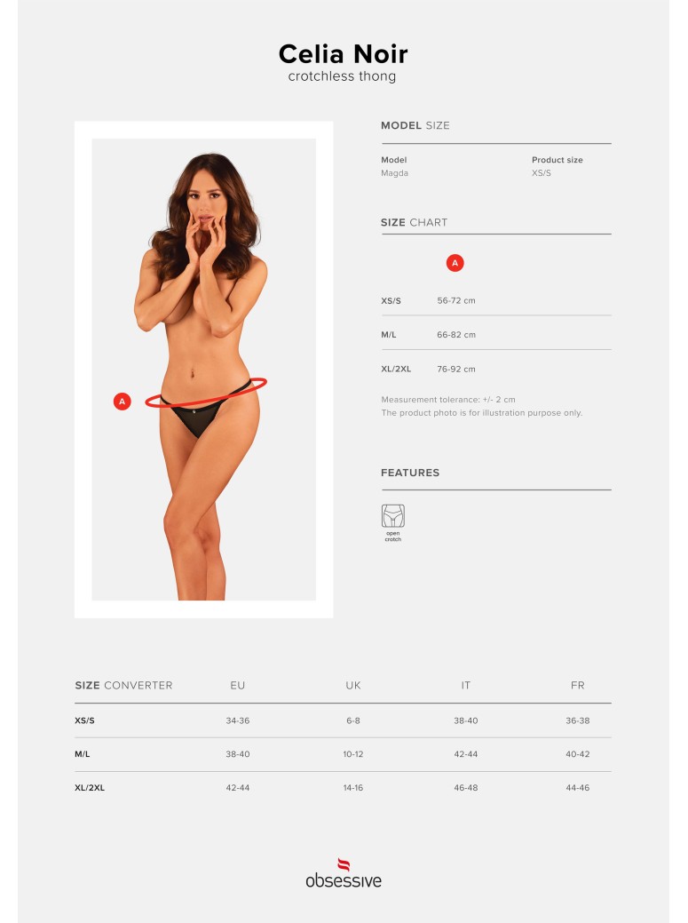 Obsessive Lingerie sexy perizoma aperto collezione Celia Noir