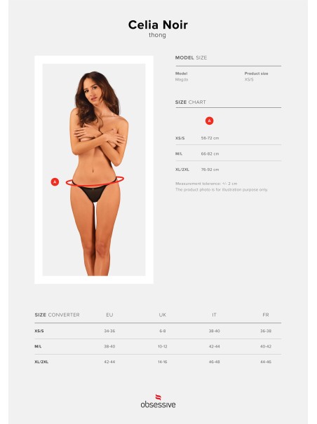 Obsessive Lingerie perizoma in tulle con decorazione in pizzo Celia Noir