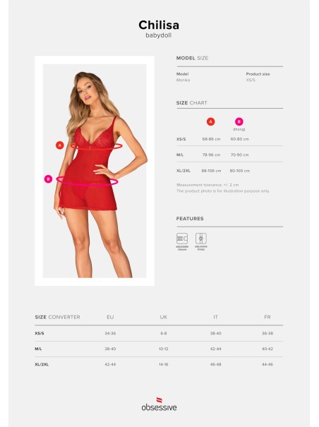 Obsessive Lingerie babydoll rosso con perizoma collezione Chilisa Obsessive Lingerie babydoll rosso con perizoma collezione Chilisa