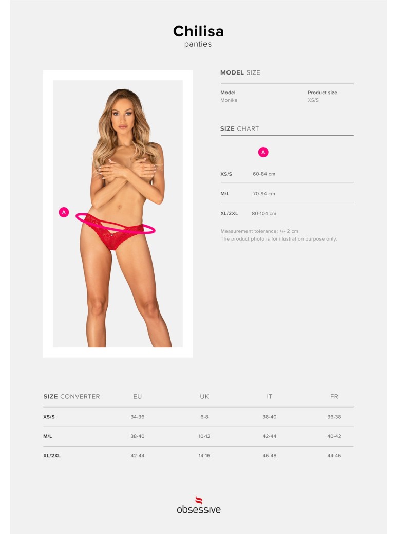 Obsessive sexy mutandine in pizzo rosso collezione Chilisa