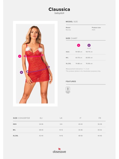 Obsessive Lingerie babydoll per Natale completo di perizoma Claussica
