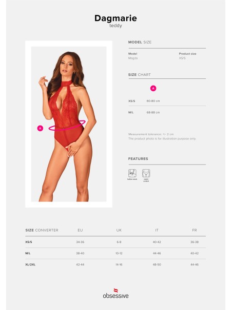 Obsessive Lingerie sexy body rosso aperto collezione Dagmarie Obsessive Lingerie sexy body rosso aperto collezione Dagmarie