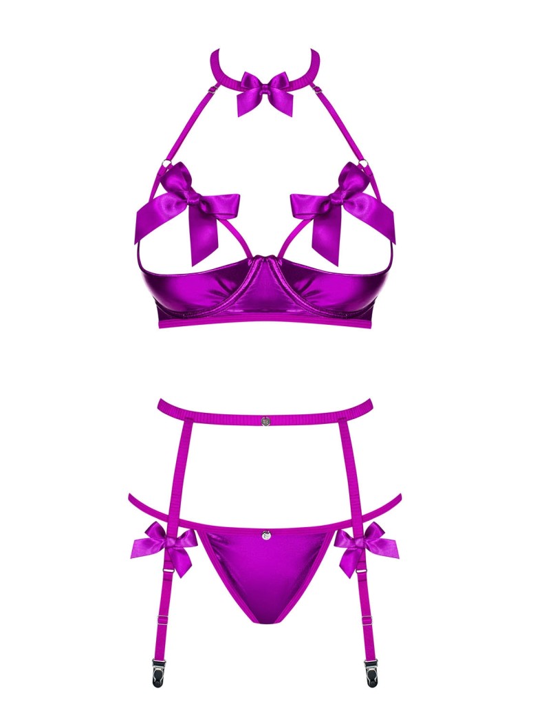 Obsessive sexy completino intimo aperto porpora collezione Delishya