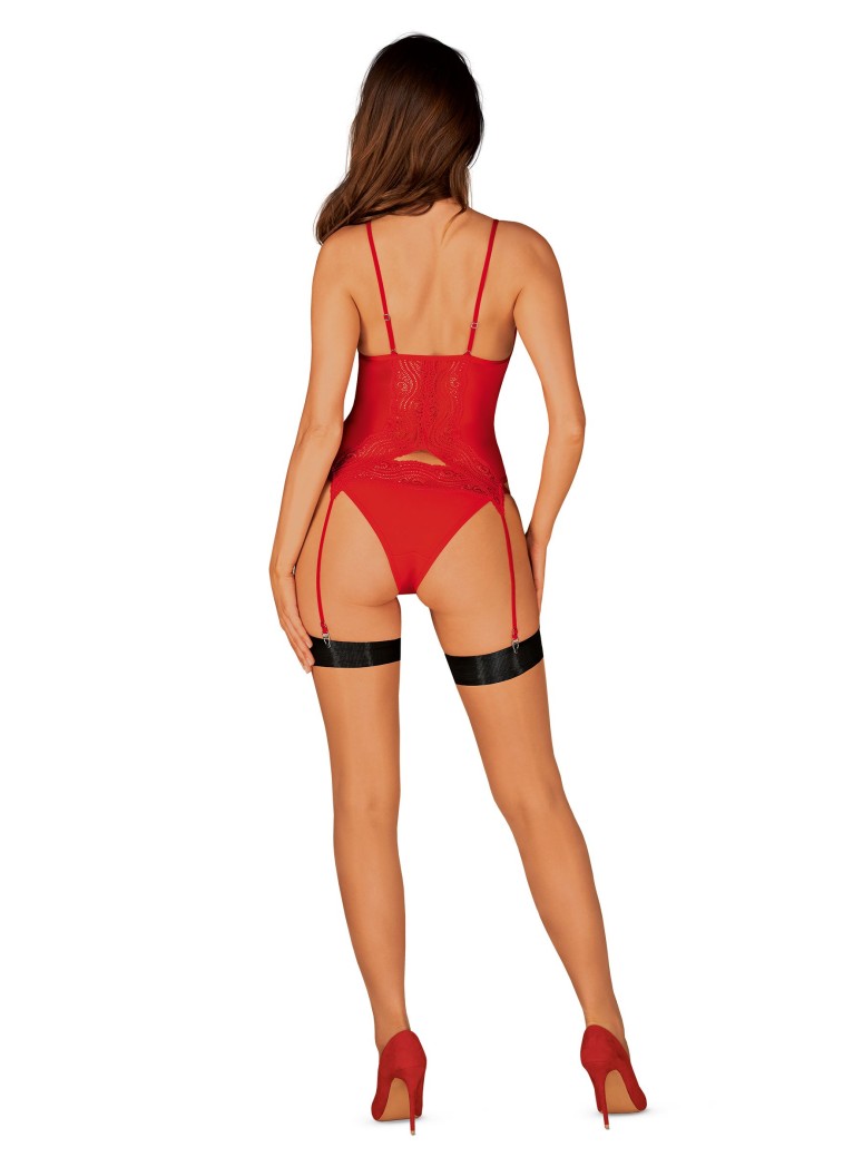 Obsessive Lingerie sexy corsetto con perizoma rosso collezione Diyosa