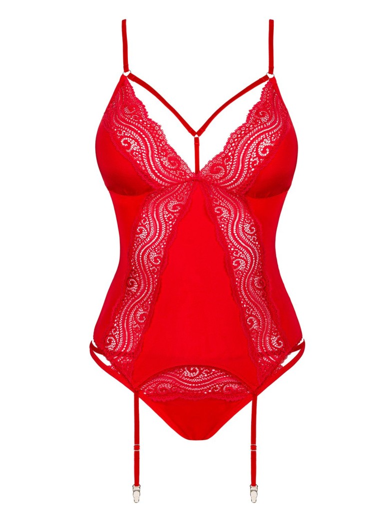 Obsessive Lingerie sexy corsetto con perizoma rosso collezione Diyosa