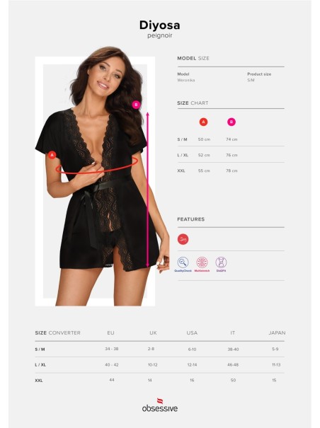 Obsessive vestaglia con inserti in pizzo e cintura collezione Diyosa