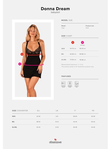 Obsessive Lingerie sexy babydoll con perizoma collezione Donna Dream Obsessive Lingerie sexy babydoll con perizoma collezione Donna Dream