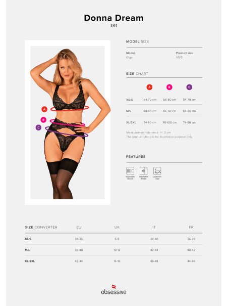Obsessive elegante completino intimo con reggicalze  Donna Dream