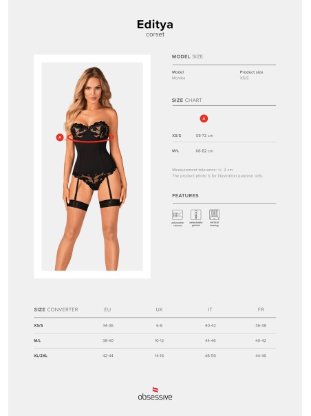 Obsessive Lingerie sexy corsetto con coppe in pizzo collezione Editya