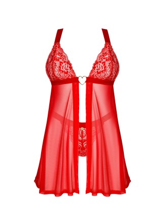 Obsessive babydoll in pizzo rosso con cuoricino in metallo Elianes 2