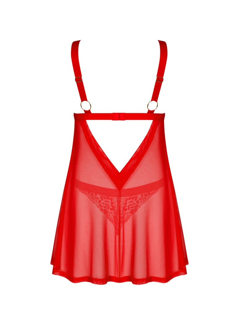 Obsessive babydoll in pizzo rosso con cuoricino in metallo Elianes