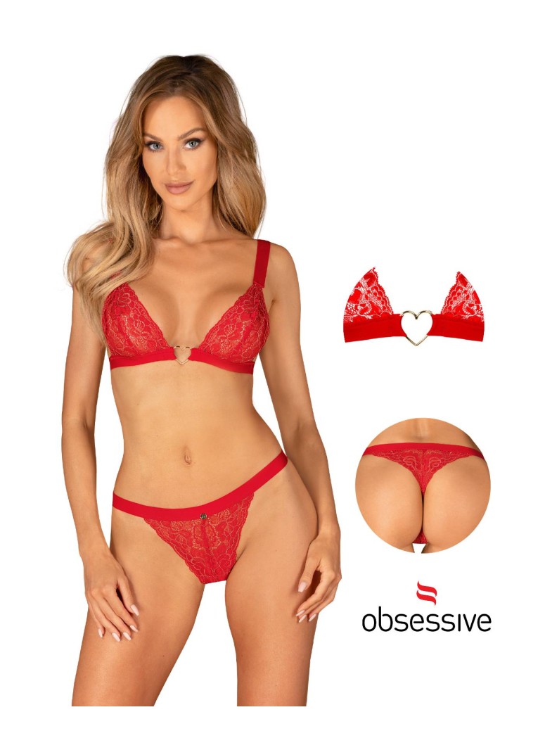 Obsessive sexy completino in pizzo rosso con cuoricino Elianes