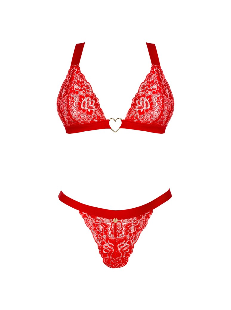 Obsessive sexy completino in pizzo rosso con cuoricino Elianes