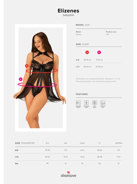 Obsessive Lingerie sexy babydoll con perizoma collezione Elizenes