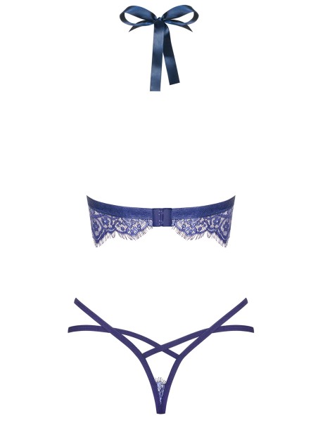 Obsessive elegante completino intimo in pizzo blu collezione Flowlace