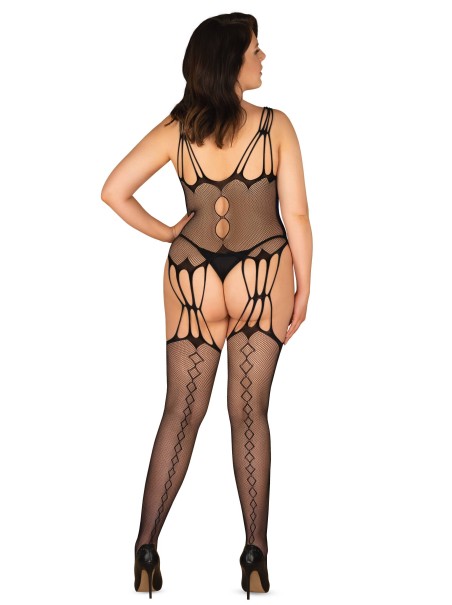Obsessive sexy bodystocking aperta in morbida microrete G321