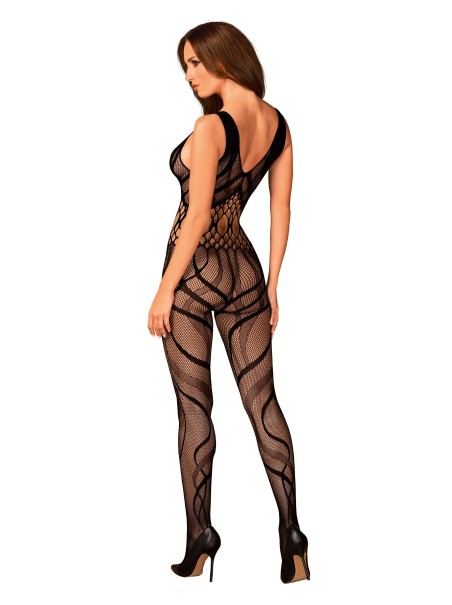 Obsessive Lingerie sexy bodystocking aperta in microrete con decori G328