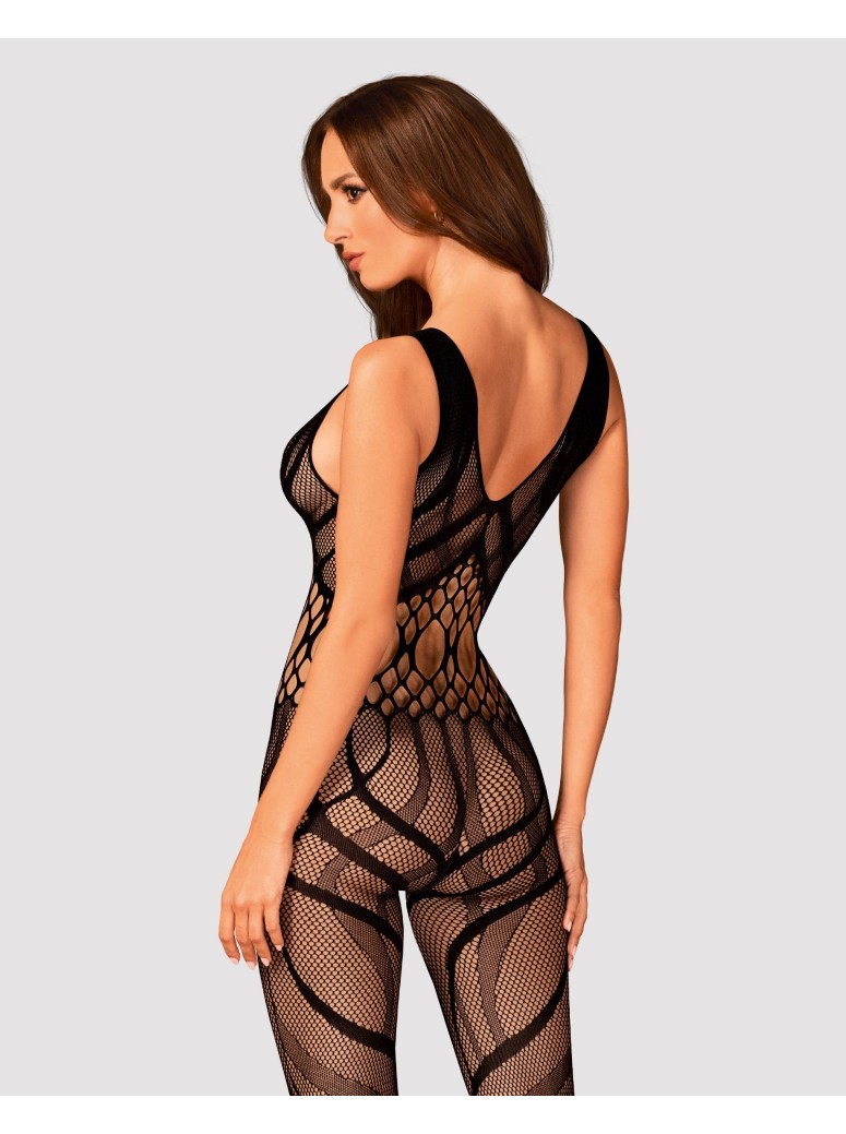 Obsessive Lingerie sexy bodystocking aperta in microrete con decori G328