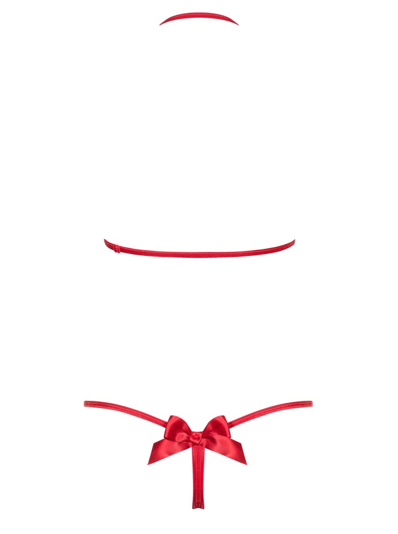 Obsessive Lingerie sexy body in tulle e raso rosso Giftella