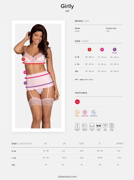 Obsessive Lingerie completino intimo coordinato con reggicalze Girlly