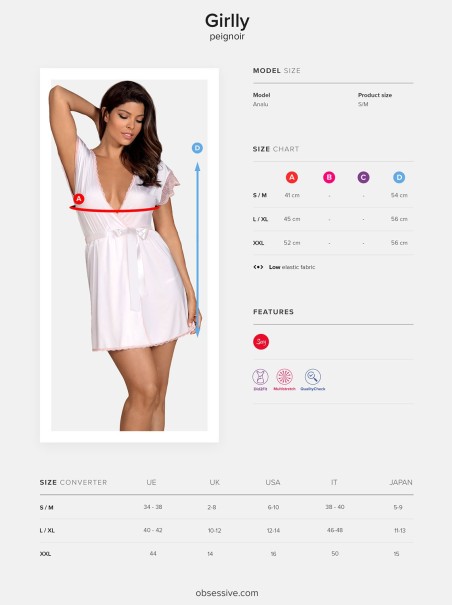 Obsessive Lingerie vestaglia e perizoma multistretch collezione Girlly