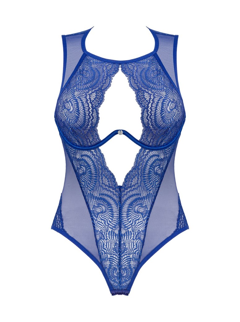 Obsessive elegante body in pizzo blu con ferretto collezione Giselia