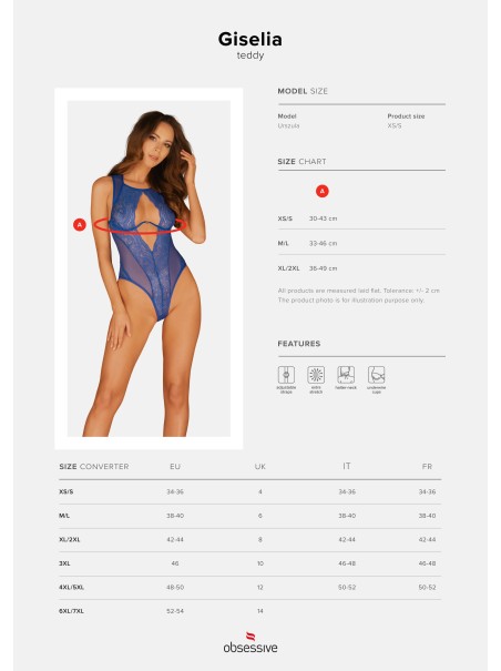 Obsessive elegante body in pizzo blu con ferretto collezione Giselia Obsessive elegante body in pizzo blu con ferretto collezione Giselia