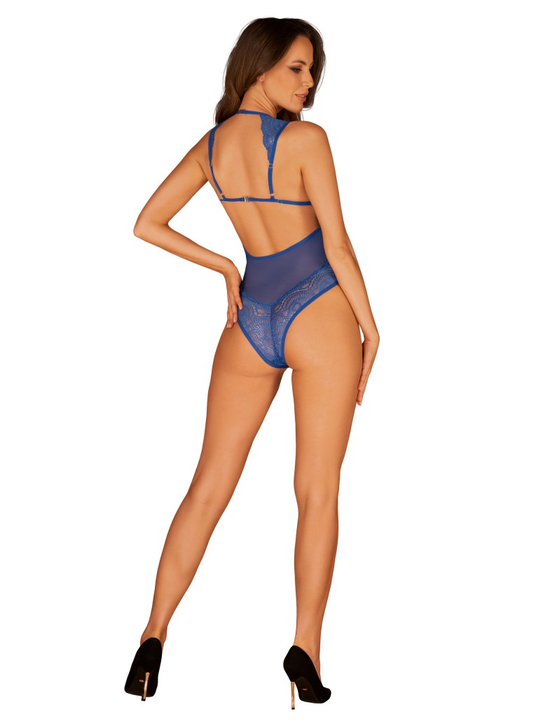 Obsessive elegante body in pizzo blu con ferretto collezione Giselia
