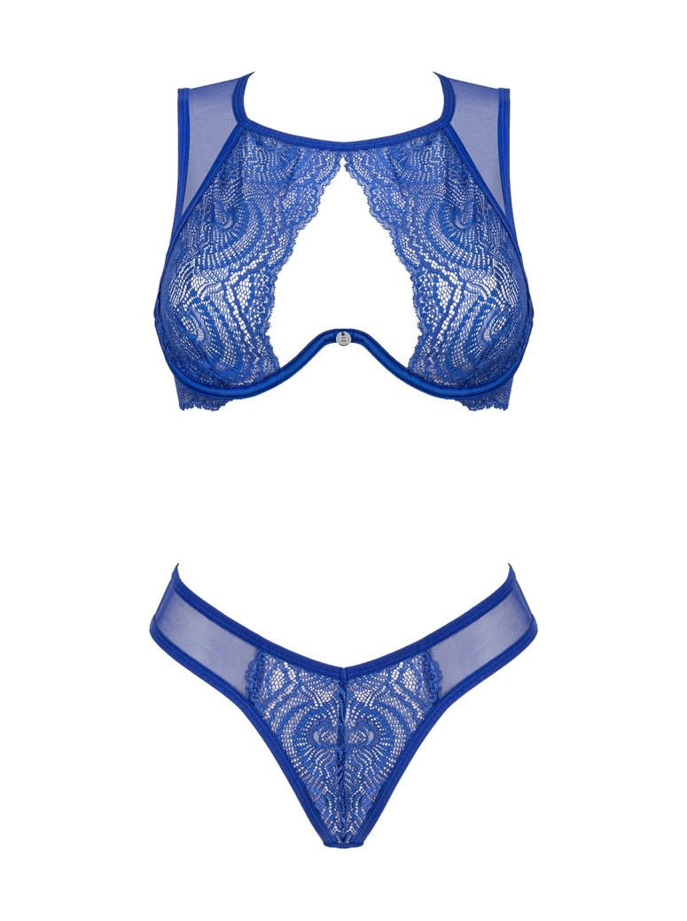 Obsessive completino intimo in elegante pizzo blu collezione Giselia
