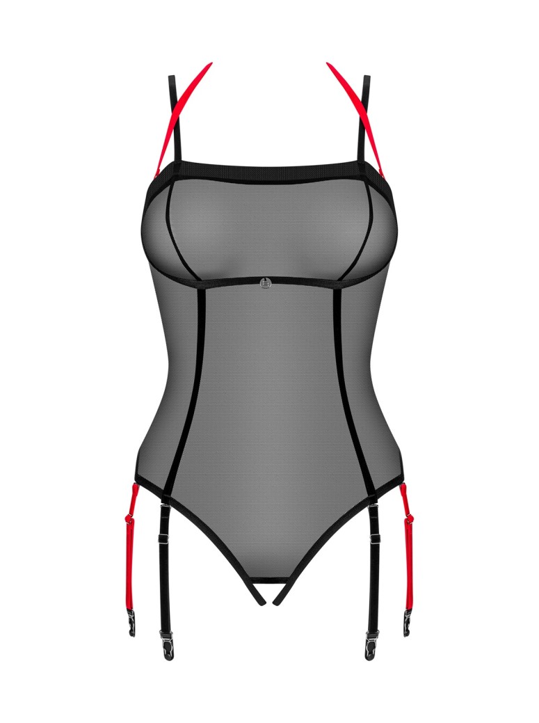 Obsessive Lingerie sexy body con reggicalze aperto al cavallo collezione Glandez