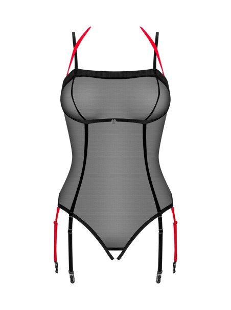 Obsessive Lingerie sexy body con reggicalze aperto al cavallo collezione Glandez